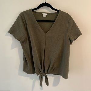 J. Crew V-neck Olive Top
